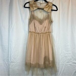 Rodarte x Target pink tulle lace bow detail mini slip dress formal party